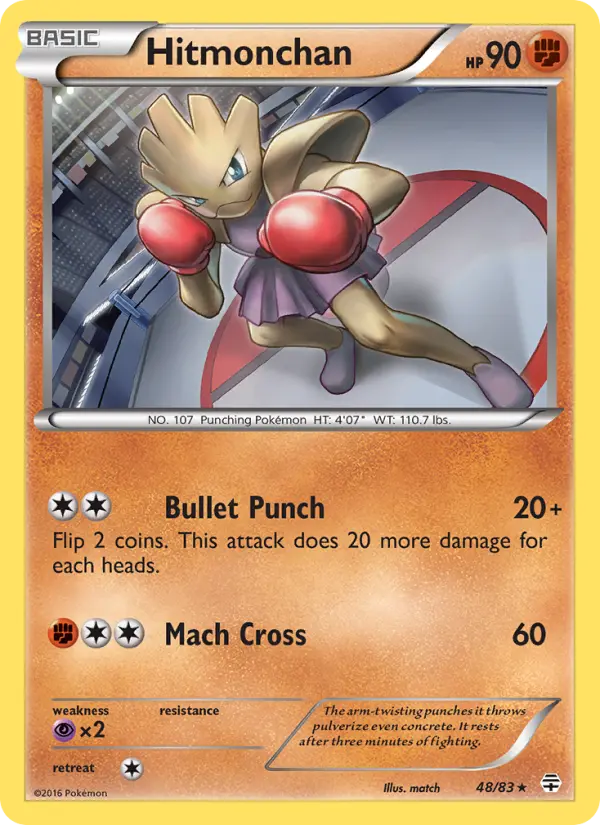 Hitmonchan Rare Pokemon card #48 from Generations