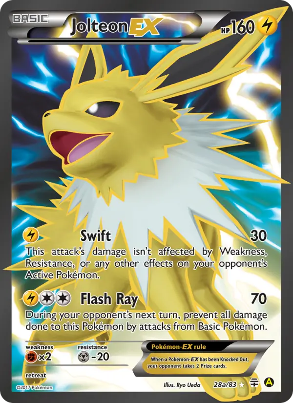Jolteon EX Ultra Rare Pokemon card #28 from Generations