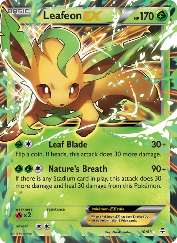 Leafeon EX Ultra Rare Pokemon card #10 from Generations