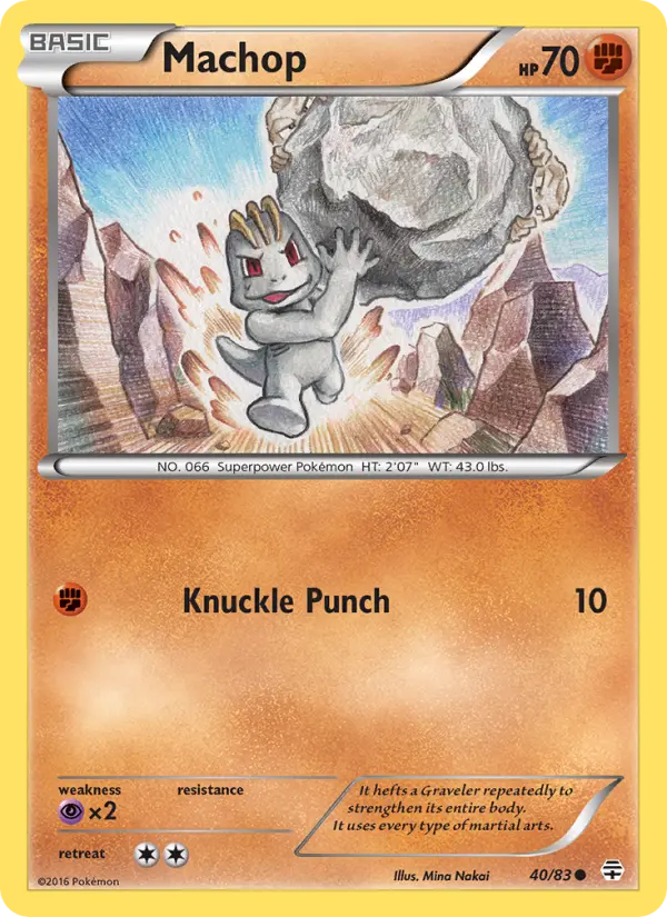 Machop Common Pokemon card #40 from Generations