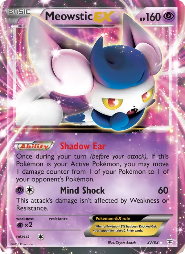 Meowstic EX Ultra Rare Pokemon card #37 from Generations
