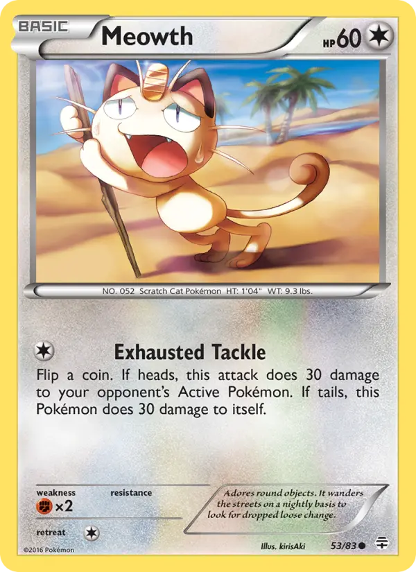 Meowth Common Pokemon card #53 from Generations