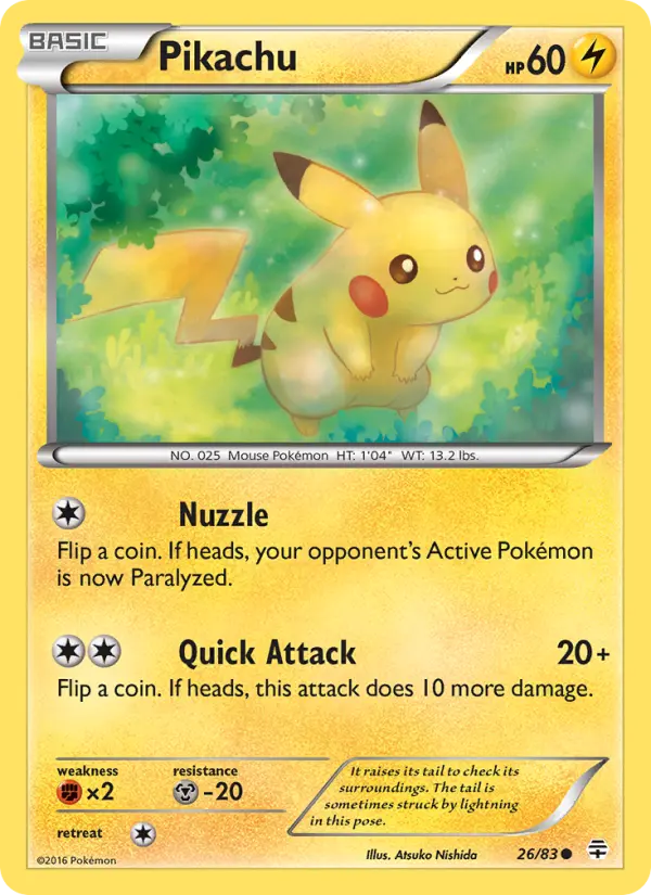 Pikachu Common Pokemon card #26 from Generations