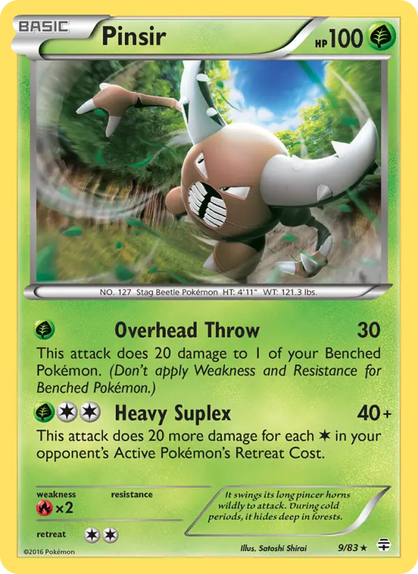 Pinsir Rare Pokemon card #9 from Generations