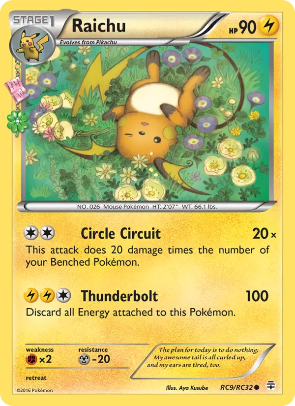 Raichu Common Pokemon card #RC9 from Generations