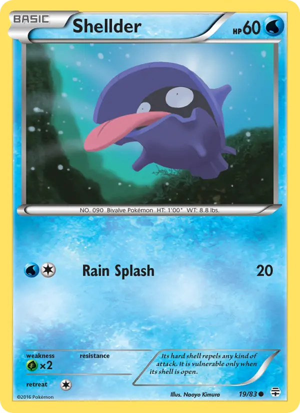 Shellder Common Pokemon card #19 from Generations