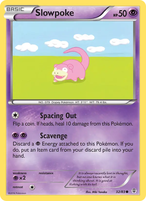 Slowpoke Common Pokemon card #32 from Generations