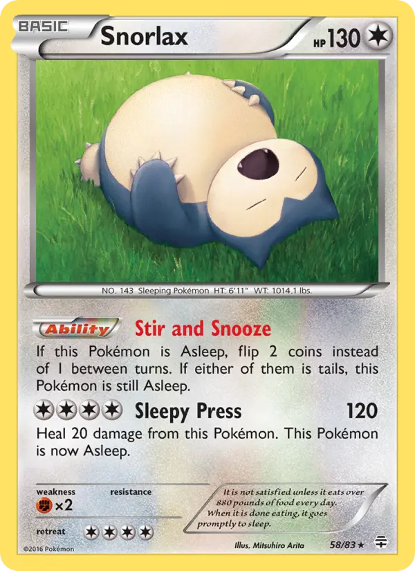 Snorlax Rare Pokemon card #58 from Generations