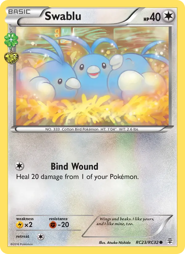 Swablu Common Pokemon card #RC23 from Generations