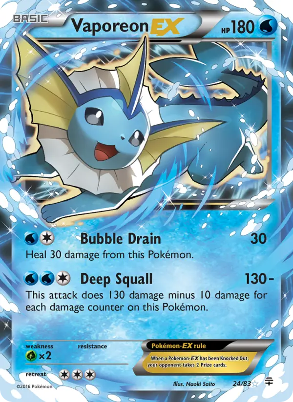 Vaporeon EX Ultra Rare Pokemon card #24 from Generations