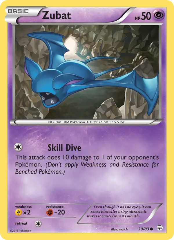 Zubat Common Pokemon card #30 from Generations