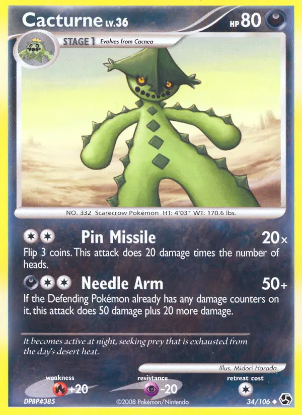 Cacturne Uncommon Pokemon card #34 from Great Encounters