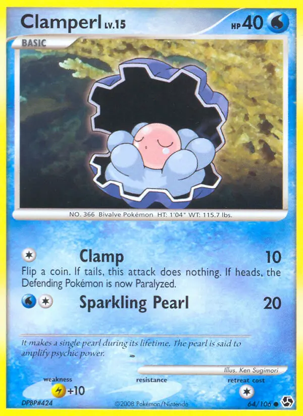 Clamperl Common Pokemon card #64 from Great Encounters