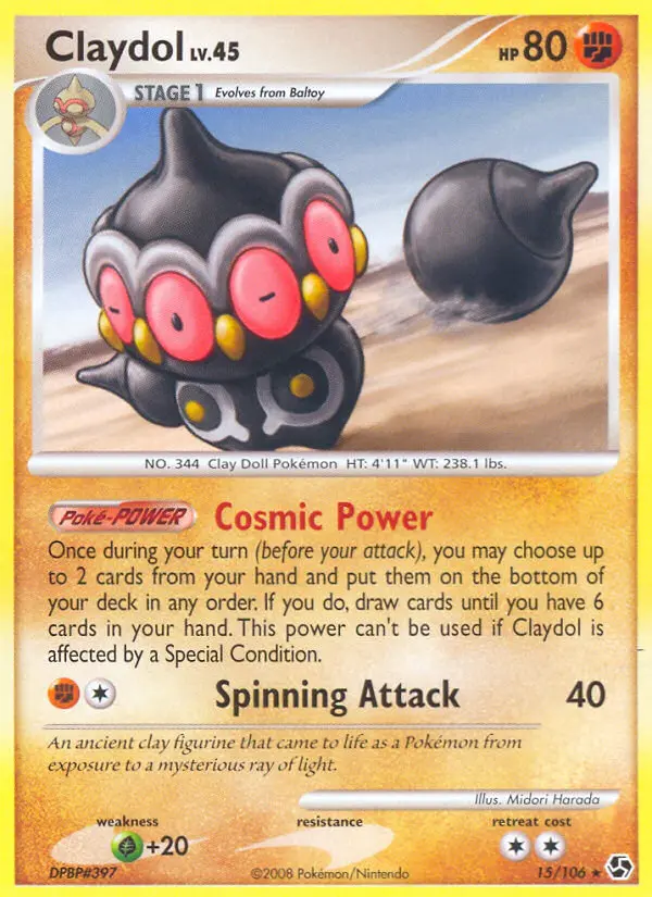 Claydol Rare Pokemon card #15 from Great Encounters