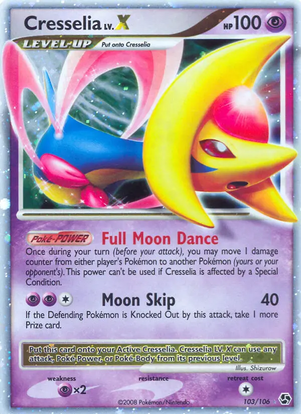 Cresselia Rare Holo LV.X Pokemon card #103 from Great Encounters