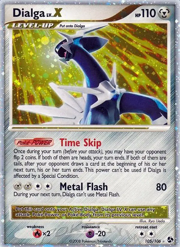 Dialga Rare Holo LV.X Pokemon card #105 from Great Encounters