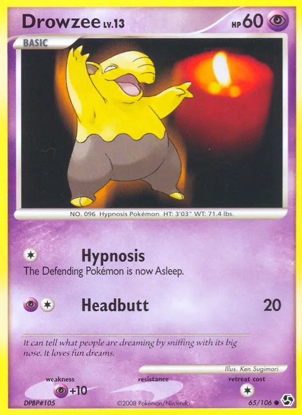 Drowzee Common Pokemon card #65 from Great Encounters