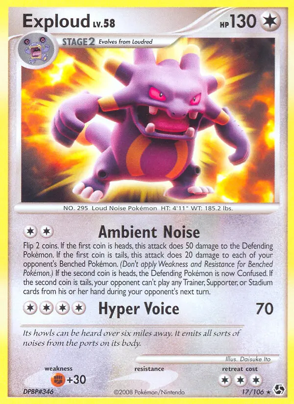 Exploud Rare Pokemon card #17 from Great Encounters
