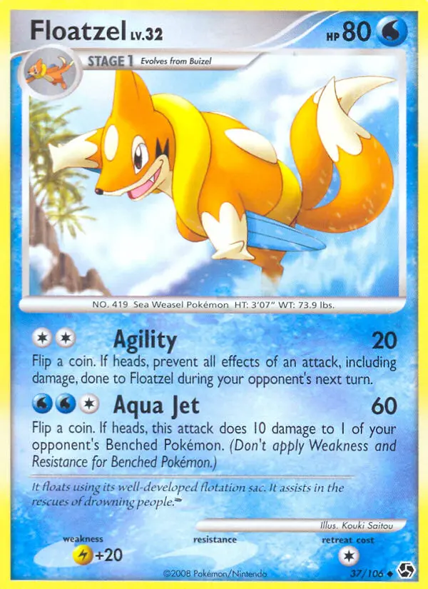 Floatzel Uncommon Pokemon card #37 from Great Encounters