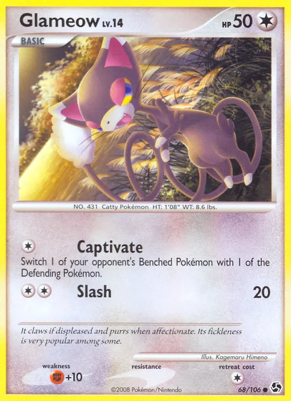 Glameow Common Pokemon card #68 from Great Encounters