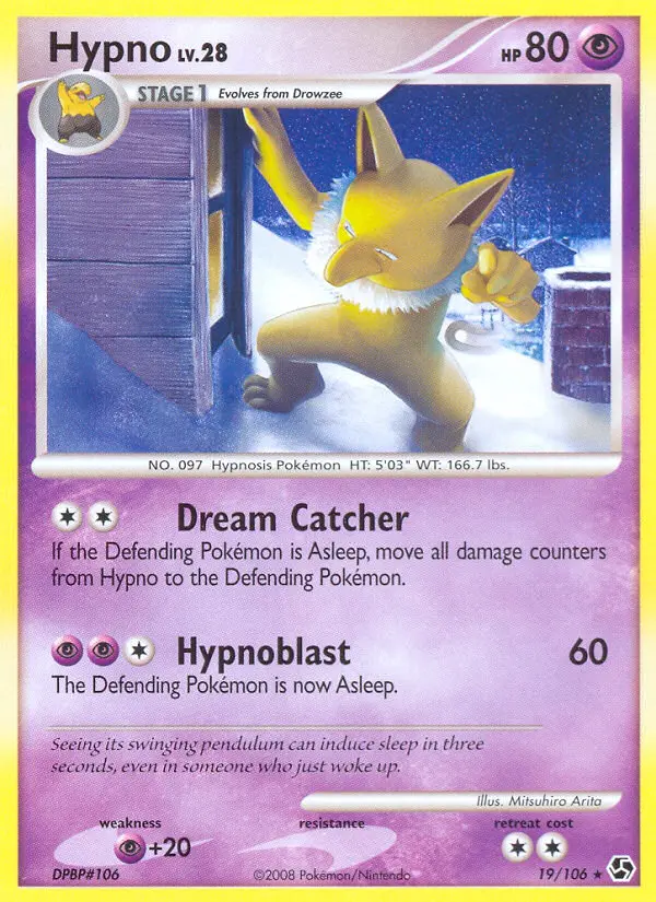 Hypno Rare Pokemon card #19 from Great Encounters