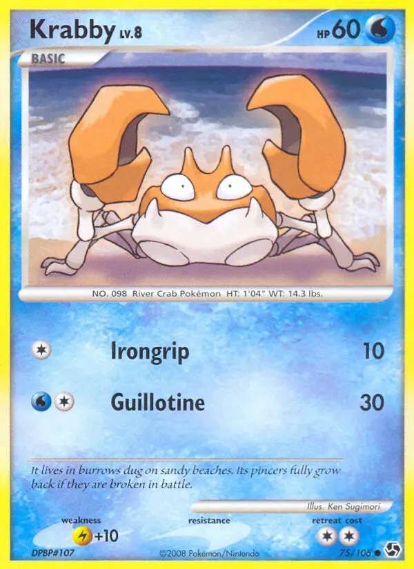 Krabby Common Pokemon card #75 from Great Encounters