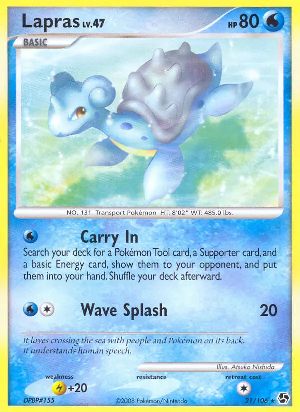 Lapras Rare Pokemon card #21 from Great Encounters