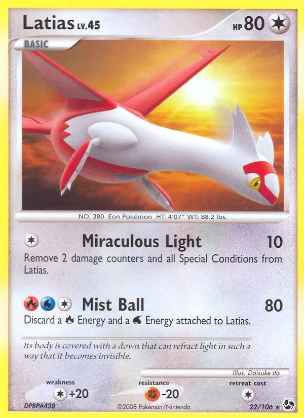 Latias Rare Pokemon card #22 from Great Encounters