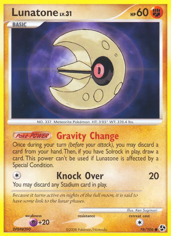 Lunatone Common Pokemon card #76 from Great Encounters