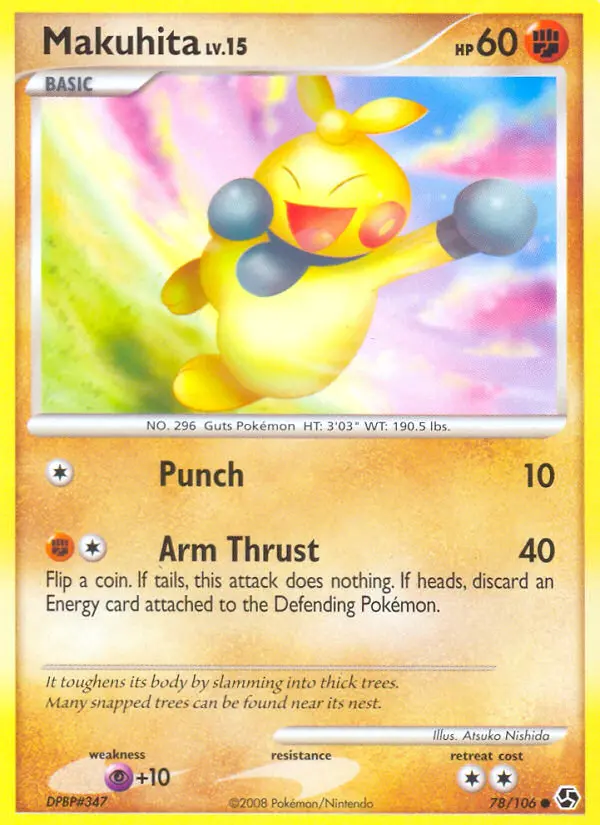 Makuhita Common Pokemon card #78 from Great Encounters