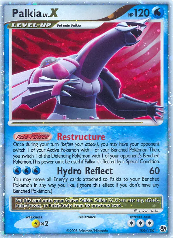 Palkia Rare Holo LV.X Pokemon card #106 from Great Encounters