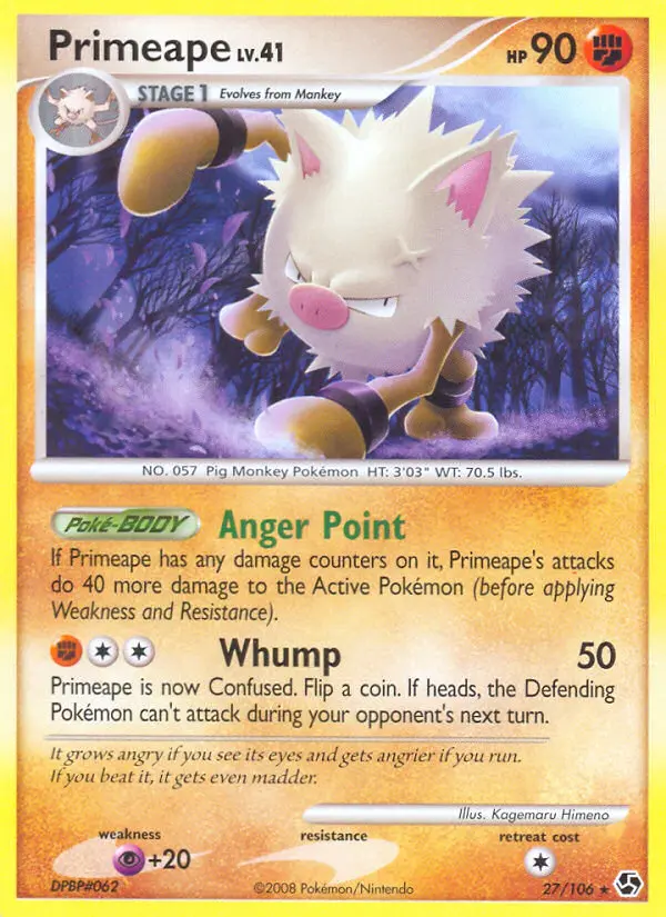 Primeape Rare Pokemon card #27 from Great Encounters