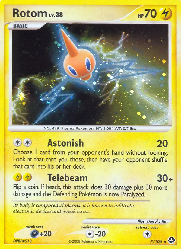 Rotom Rare Holo Pokemon card #7 from Great Encounters