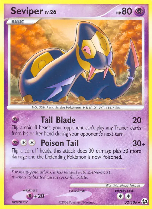 Seviper Uncommon Pokemon card #52 from Great Encounters
