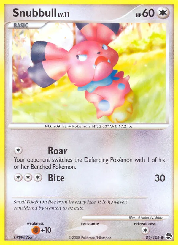 Snubbull Common Pokemon card #84 from Great Encounters
