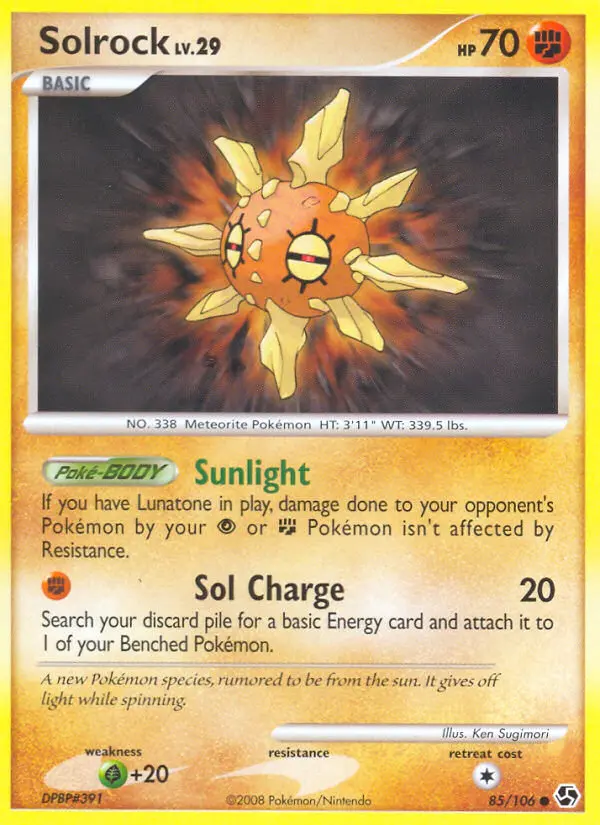 Solrock Common Pokemon card #85 from Great Encounters