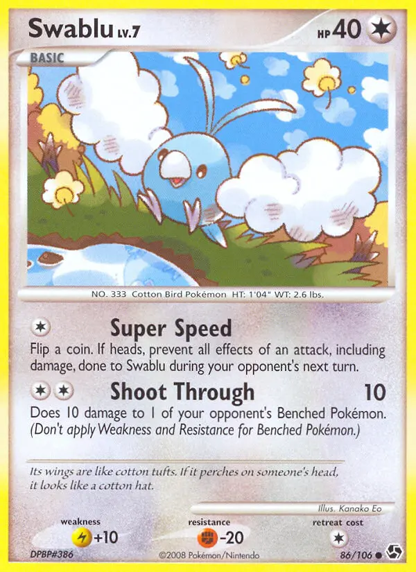 Swablu Common Pokemon card #86 from Great Encounters