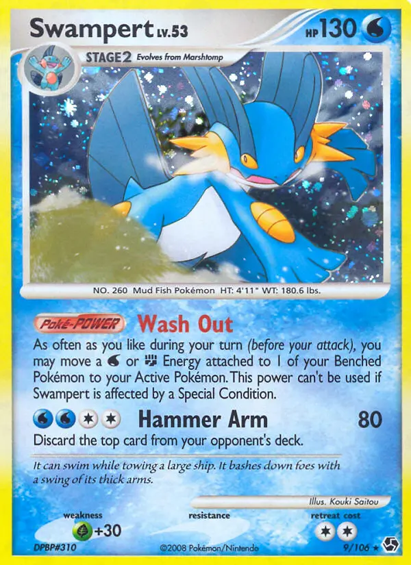 Swampert Rare Holo Pokemon card #9 from Great Encounters