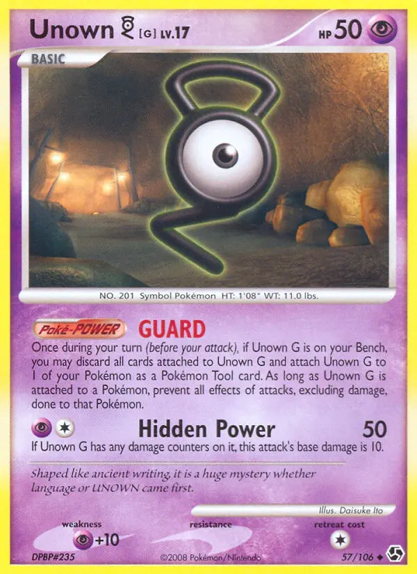 Unown G Uncommon Pokemon card #57 from Great Encounters