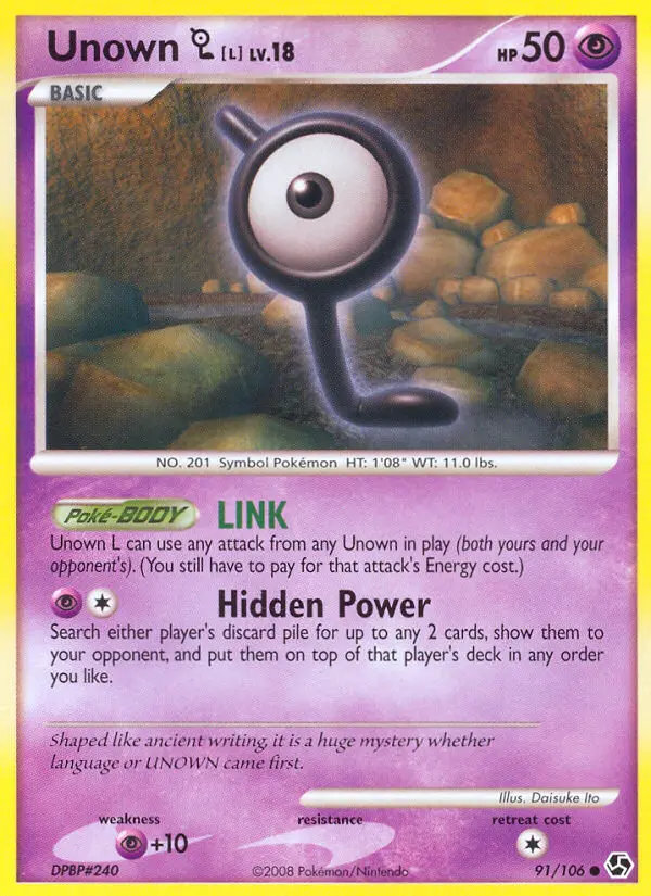 Unown L Common Pokemon card #91 from Great Encounters