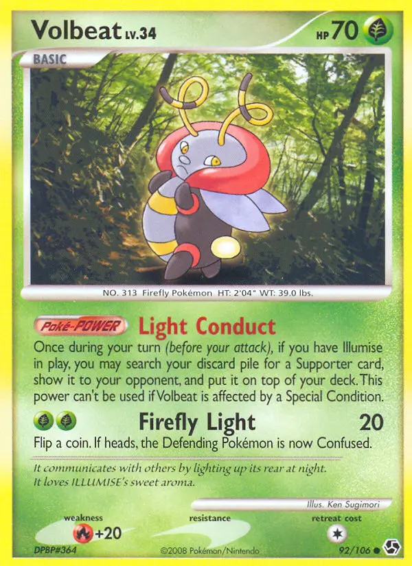 Volbeat Common Pokemon card #92 from Great Encounters