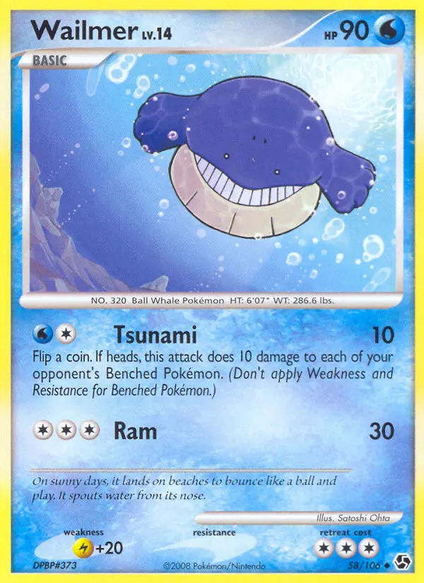 Wailmer Common Pokemon card #58 from Great Encounters