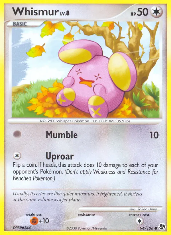 Whismur Common Pokemon card #94 from Great Encounters