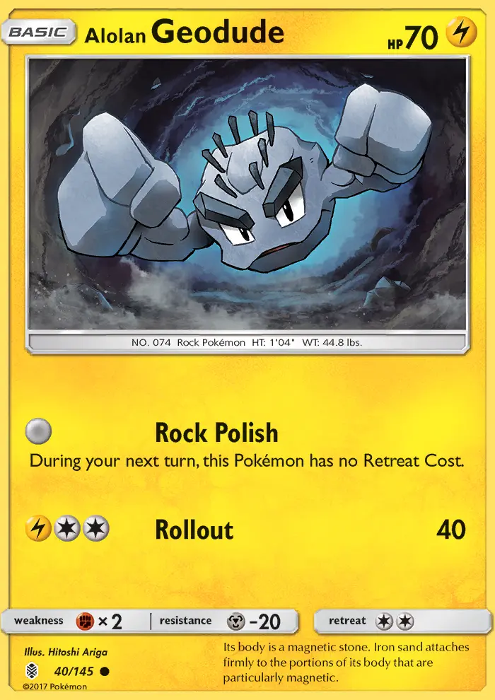 Alolan Geodude Common Pokemon card #40 from Guardians Rising