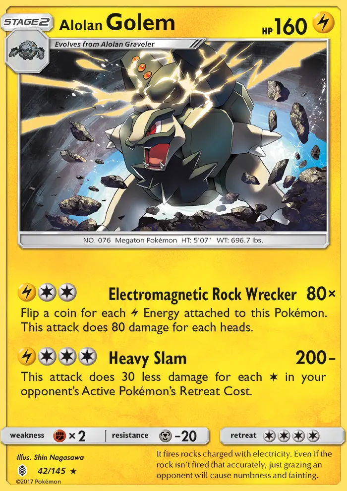 Alolan Golem Rare Pokemon card #42 from Guardians Rising