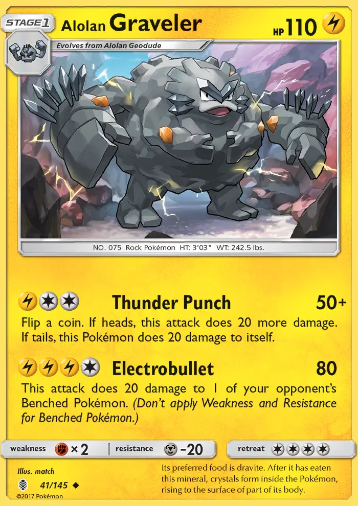 Alolan Graveler Uncommon Pokemon card #41 from Guardians Rising