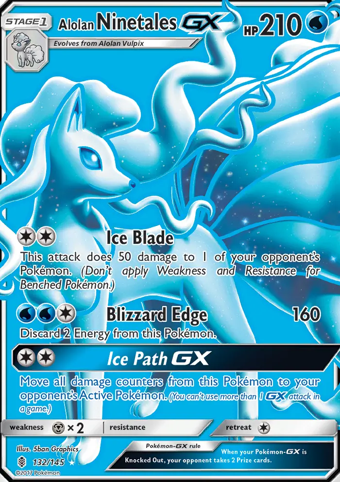 Alolan Ninetales GX Ultra Rare Pokemon card #132 from Guardians Rising