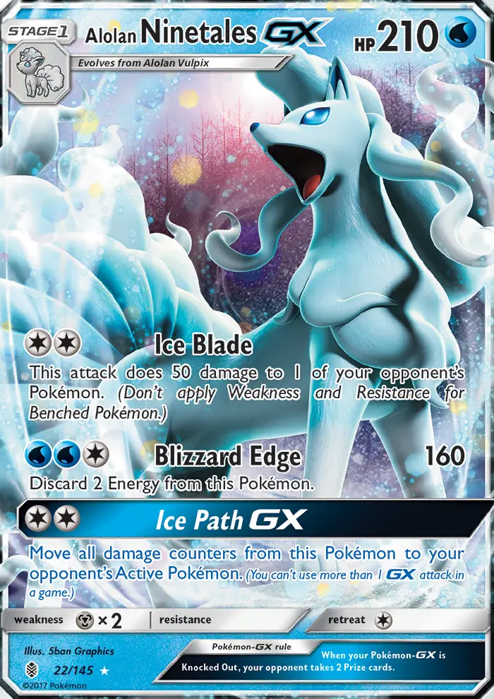 Alolan Ninetales GX Ultra Rare Pokemon card #22 from Guardians Rising