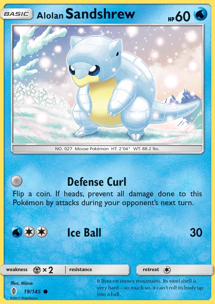 Alolan Sandshrew Common Pokemon card #19 from Guardians Rising