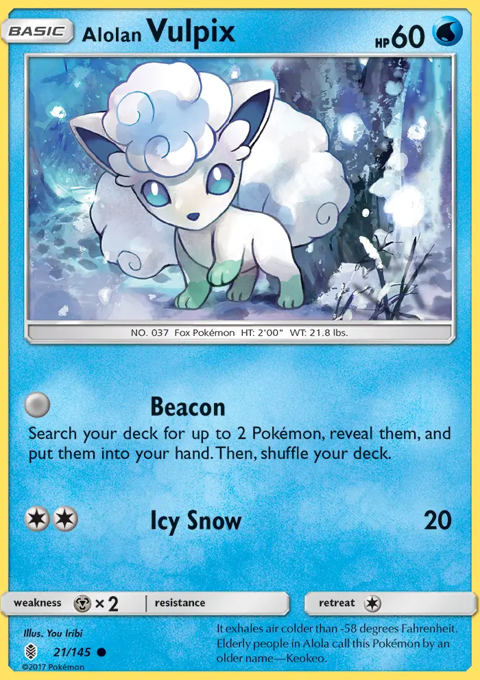 Alolan Vulpix Common Pokemon card #21 from Guardians Rising